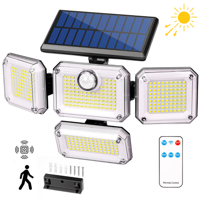 مصباح شمسي بأربعة رؤوس قابلة للتعديل